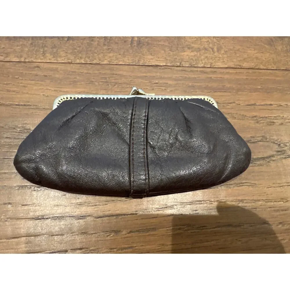 Vintage 90s French Parisian Lamb Skin Leather Wallet Brown Women's